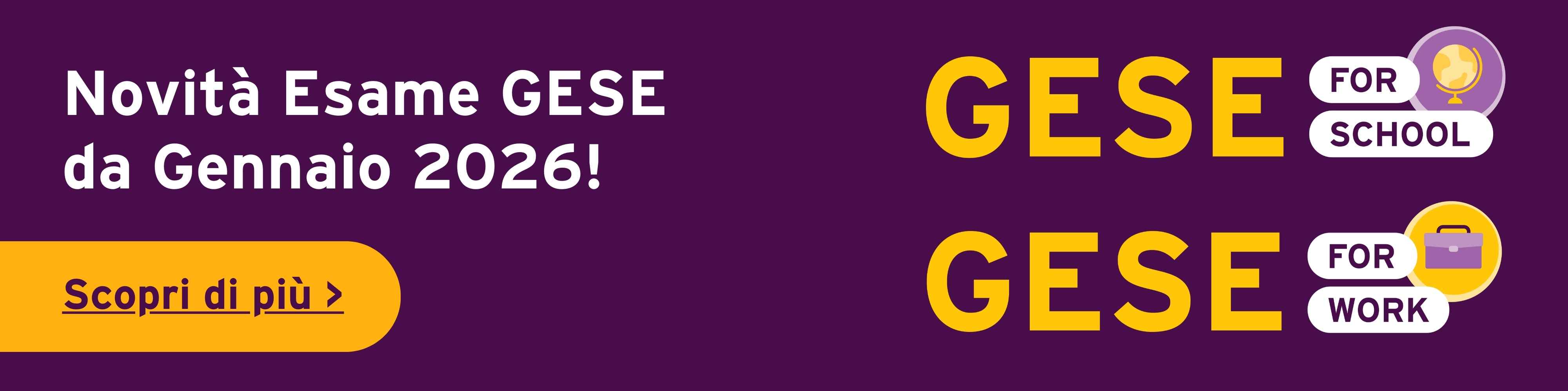 Novità da gennaio 2026 - GESE for work e GESE for school